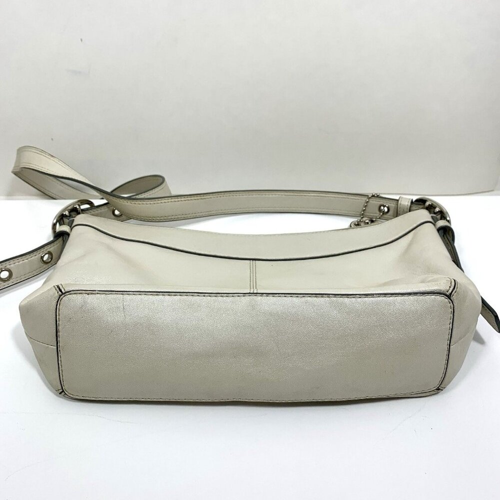 COACH Ashley 2012 Leather SHIMMERY Platinum White Crossbody BUCKLE STRAP F15512 - Picture 6 of 16